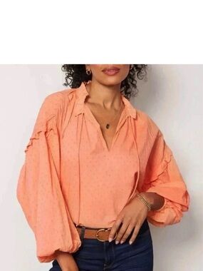 NEW Cleobella Phoenix Blouse Coral Size Small Cotton Pheasant Top New